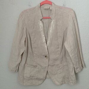 Chico's Cream Blazer with Silver Accents